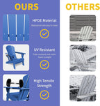 Kingdura Foldable Adirondack Chairs Set of 4, Portable HDPE All Weather Resistant Outdoor Patio Chair, Wooden Textured with Cup Holder, 380LBS Capacity for Poolside, Backyard, Fire Pit (Navy Blue)