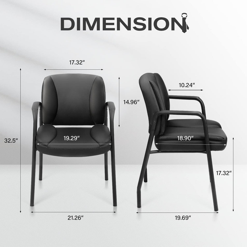 JUMMICO Office Guest Chair Reception Chair for Office Reception Lobby PU Leather Waiting Room Chair with Armrests Executive Office Chair Upholstered Set of 2