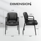 JUMMICO Office Guest Chair Reception Chair for Office Reception Lobby PU Leather Waiting Room Chair with Armrests Executive Office Chair Upholstered Set of 2