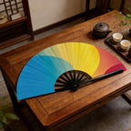 1Pc Large Folding Hand Fan Retro Cloth Fabric Chinese for Men/Women Festival, Dance, Gift Chinese