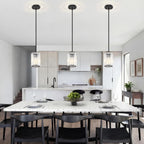 Black Pendant Light, Modern Crystal Pendant Lights Kitchen Island, Kitchen Island Lighting with Adjustable Height, UL Certified Island Lights for Kitchen Dining Room Bedroom Hallway 3 Pack