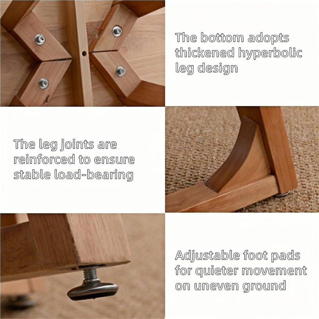 Round Coffee Table Wood Sofa Side Table Small Tea Tables Snack Desk for Living Room Balcony Apartment Heavy Duty(Natural,M)