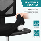 OLIXIS Armless Office Chair, Ergonomic Desk Chair with Wheels, Mesh Back, Removable Washable Foam Cushion, Height Adjustable Rolling Swivel Chairs for Small Space, Home, Office, Black