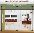 Goovilla Room Divider for Room Separation, Tension Curtain Rods No Drilling, 4-10ft(H) 28-114inch(W) Adjustable Temporary Privacy Wall Divider, Heavy Duty Freestanding Space Partition Separator, Black