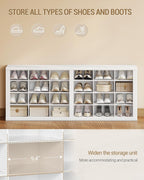 Hzuaneri Farmhouse Shoe Storage Bench, Entryway Shoe Cubby Bench, Widened Wooden Shoes Cubbies with Compartments, Shoes Rack Benchs for Cloakroom, Living Room, White SB52503X