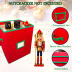 Large Christmas Nutcracker Storage Container with Adjustable Dividers，16.5in Tall Xmas Ornament Storage Box Can Hold 9 Nutcracker & Figurine for Holiday Decor Storage