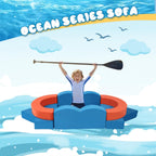 Erament 22Pcs Modular Kids Play Couch for Toddler - Kids Sofa Bed for Playroom, Convertible Furniture Ocean Theme Modular Sofa Building Fort for Inspiring Creativity