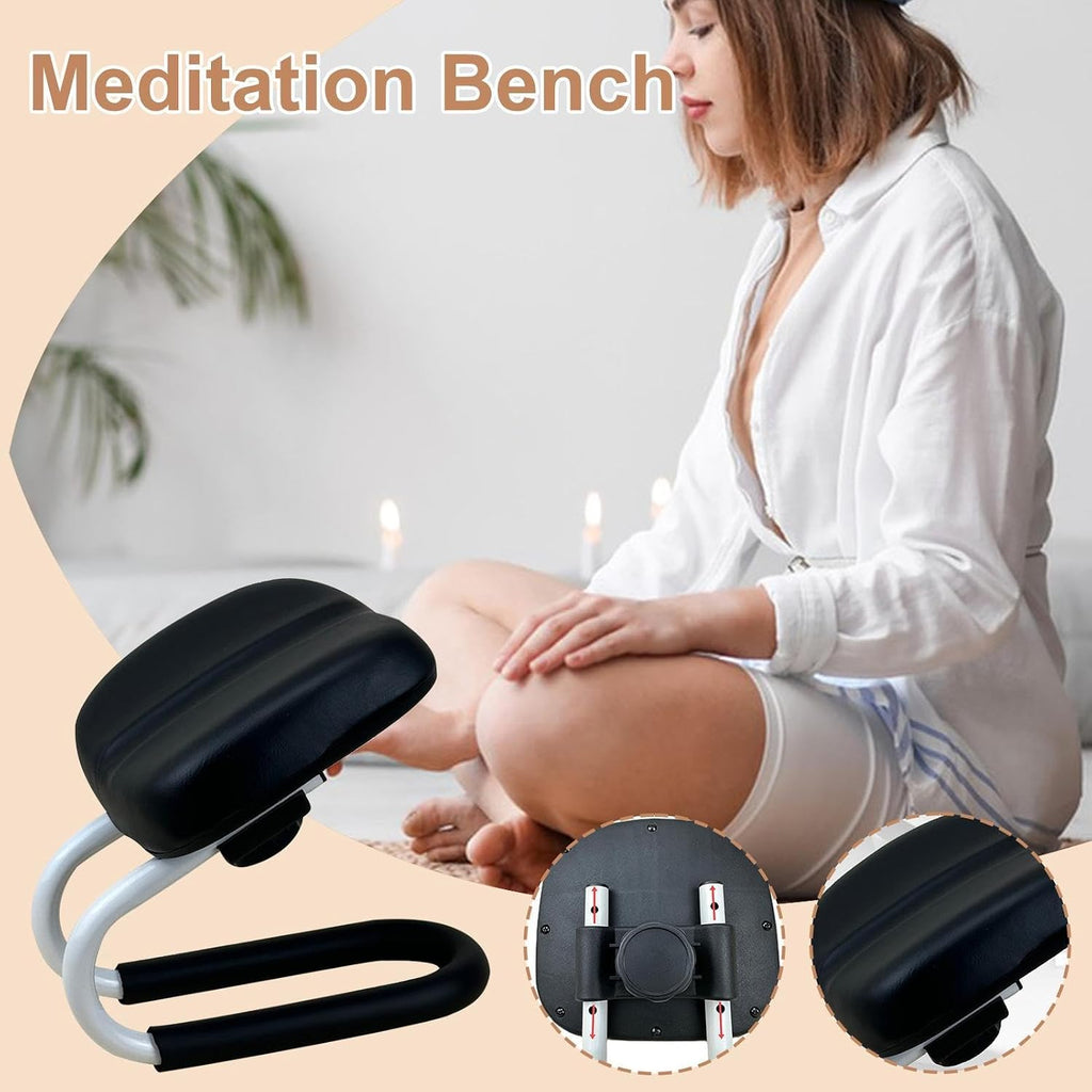 Meditation Stool with Sponge Cushion, Prayer Bench, Adjustable Height Knees for Praying, Kneeler Bench, Yoga Stool Kneelers for Praying with Sponge Cushion, Hip Support Meditation Accessories