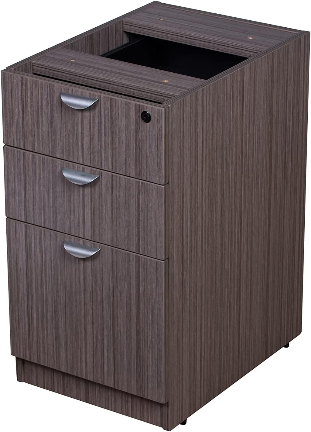 Boss Office Products 71 Inch Executive U-Shape Desk with File Storage Pedestal and 4 Door Hutch, Driftwood