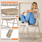 6 Pack Folding Chairs with Padded Seats, Portable Metal Folding Chairs, Vinyl White Padded Folding Chair for Home Party Office Event Outdoor Indoor (Brown, 6 Pack)