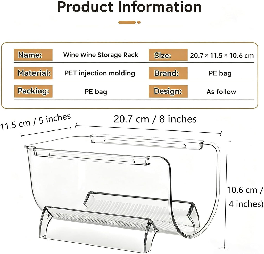 Transparent Wine Rack Stackable Bottle Holder for Refrigerator Beverage Storage and Organization at Home (2 Link)