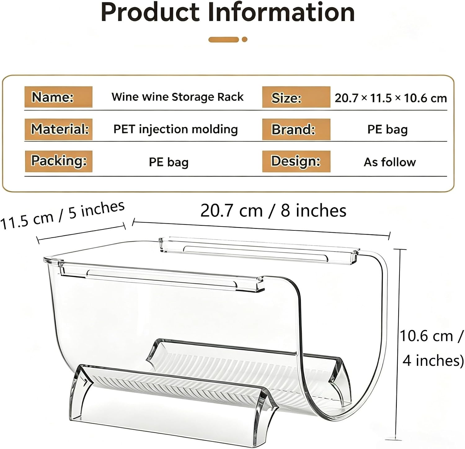 Transparent Wine Rack Stackable Bottle Holder for Refrigerator Beverage Storage and Organization at Home (2 Link)