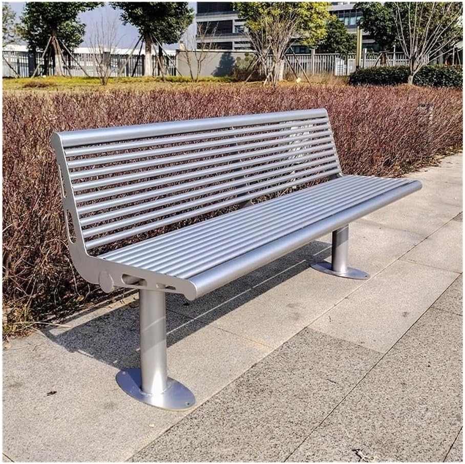 Benches, Garden Outdoor Backrest Benche, Stainless Steel Seating, Patio Leisure Chair(200cm)