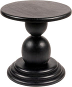Creative Co-Op Round Mango Wood Bulbed Pedestal End Table, Black