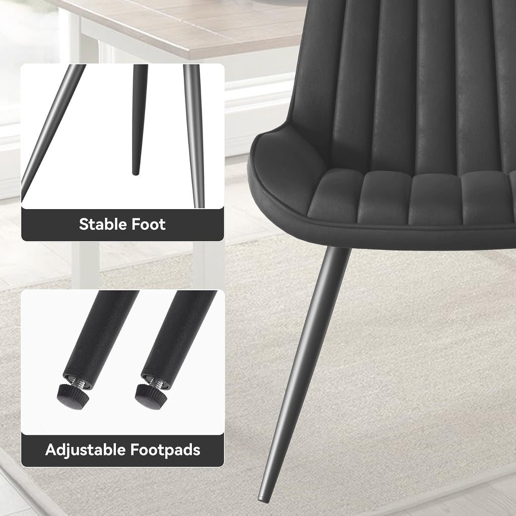 Nebuaegis Modern Dining Chairs Set of 6,Upholstered Dining Room Chairs with Thick Cushions,Fabric Comfy Dining Chairs with Metal Legs for Dining Room Black