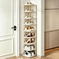 UFORU 9 Tier Vertical Shoe Rack, Corner Shoe Organizer for Entryway, Narrow Free Standing Shoe Organizer for Small Spaces, Easy Assembly Tall Shoe Storage Stand, Ideal for Low-Top Sneakers