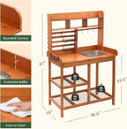 OOOK Potting Bench, Nordic Scots Pine Potting Table, Removable Sink, Workstation for Outside Patio Lawn, Wooden Garden Work Station