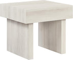 Penau Modern Accent End Table, Contemporary Rectangular Side Table with MDF Wood-Grain Veneer, Bold Block Legs, Smooth Top for Living Room Bedroom Office, White, 23.5 x 22 x 23 Inchs