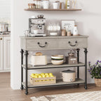 IDEALHOUSE 39'' Narrow Console Table with 2 Drawers, Farmhouse Sofa Table, Behind Couch Table with 2 Tier Storage Shelves, Entryway Table for Living Room, Hallway, Entrance, Foyer, Grey