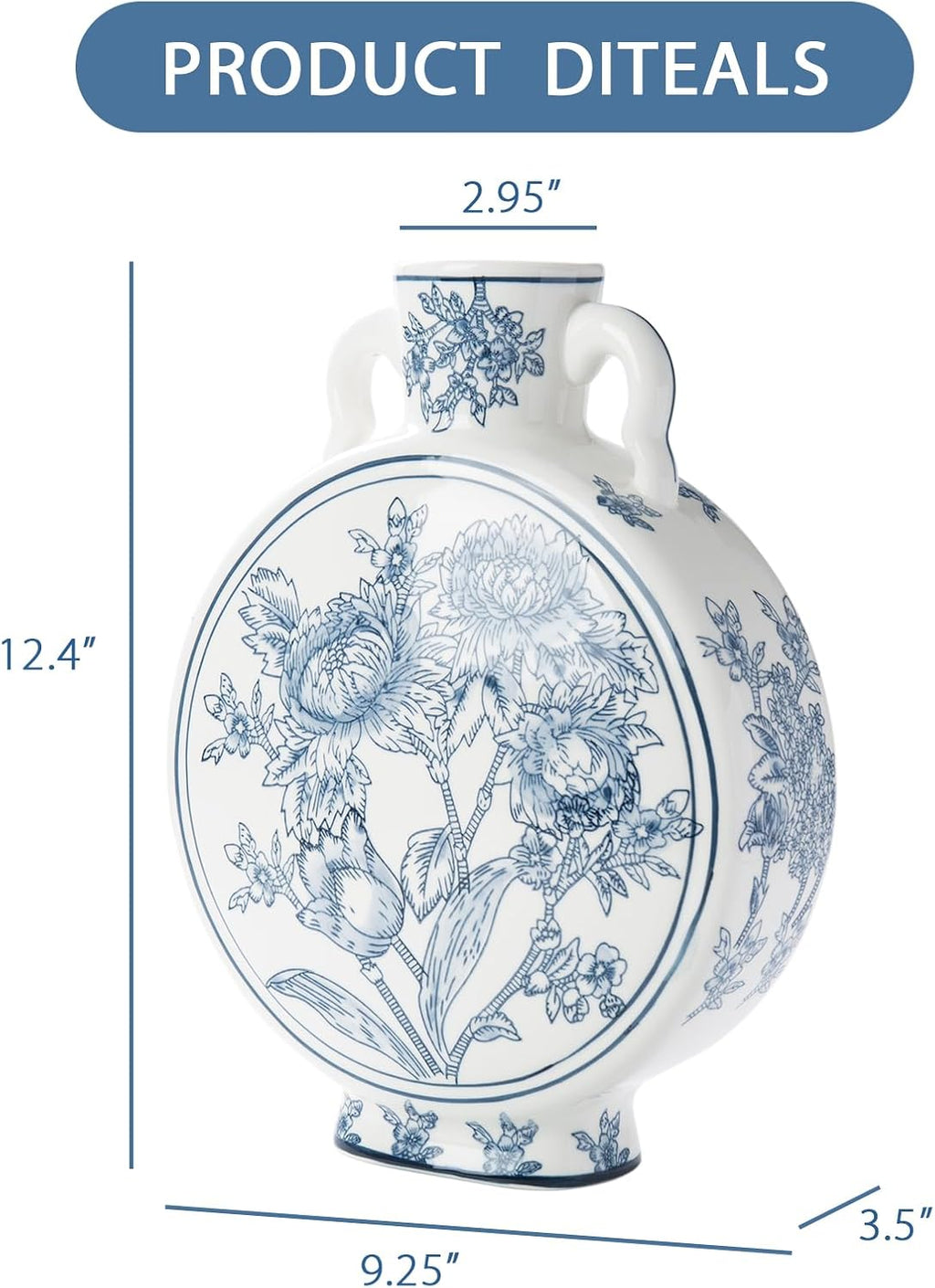 Blue and White Vase for Home Decor, Chinoiserie Vase Decor, Ceramic Large Vases, Flowers and Branches