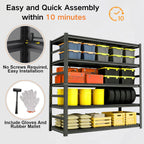 48''W Garage Shelving,3300LBS Heavy Duty Garage Shelving,73.2"H Industrial Shelving,Adjustable Storage Shelf Unit with Double Layer Posts for Garage,Basement,Warehouse,Commercial,Black 5 Tier