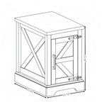 Havemies Farmhouse End Table with Barn Door, Adjustable Shelf Nightstand & Sofa Side Table, Rustic Rectangular Storage Table for Living Room or Bedroom (White)