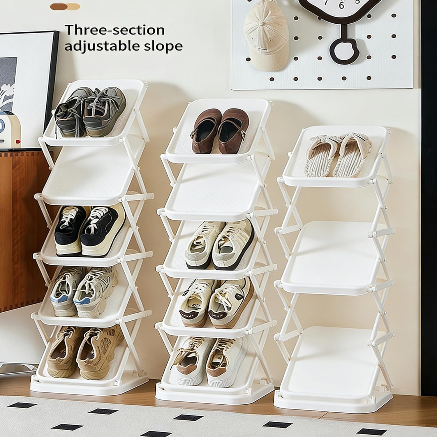 Portable Shoe Shelf Multifunctional Foldable Shoe Rack Space Saving Multi Layer Storage for Entryway Easy Assembly