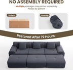 122" Modular Sectional Sofa Convertible L-Shape Cloud Couch, Corduroy Upholstered Boneless Sofa Set with Deep Seat & Movable Ottoman, No Assembly Needed, for Living Room, Bedroom, Home Office, Grey