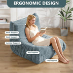 Bean Bag Chair for Adults, Giant Bean Bag Sofa Oversized Beanbag Chairs, Fireside Bean Bag Couch with High Density Sponge Filled Large Bean Bags Chair for Apartment Living Room Bedroom, Blue Grey
