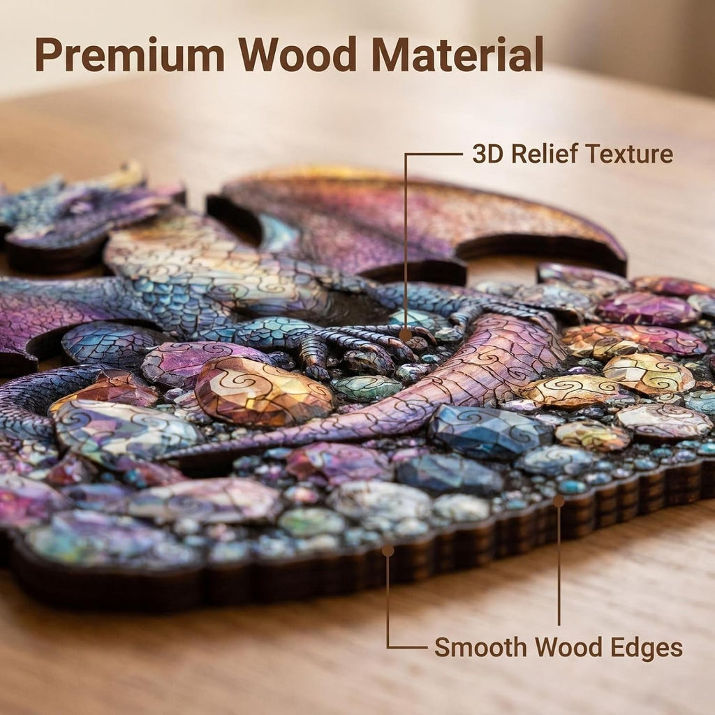 Wooden Puzzle for Adults, Rainbow Dragon Jigsaw Puzzles,Unique Irregular Shaped, Medium Difficulty&Stress Relief Puzzles, Ideal Holiday and Housewarming Gift for Home Deco (L-11 * 11 INCH 250PCS)