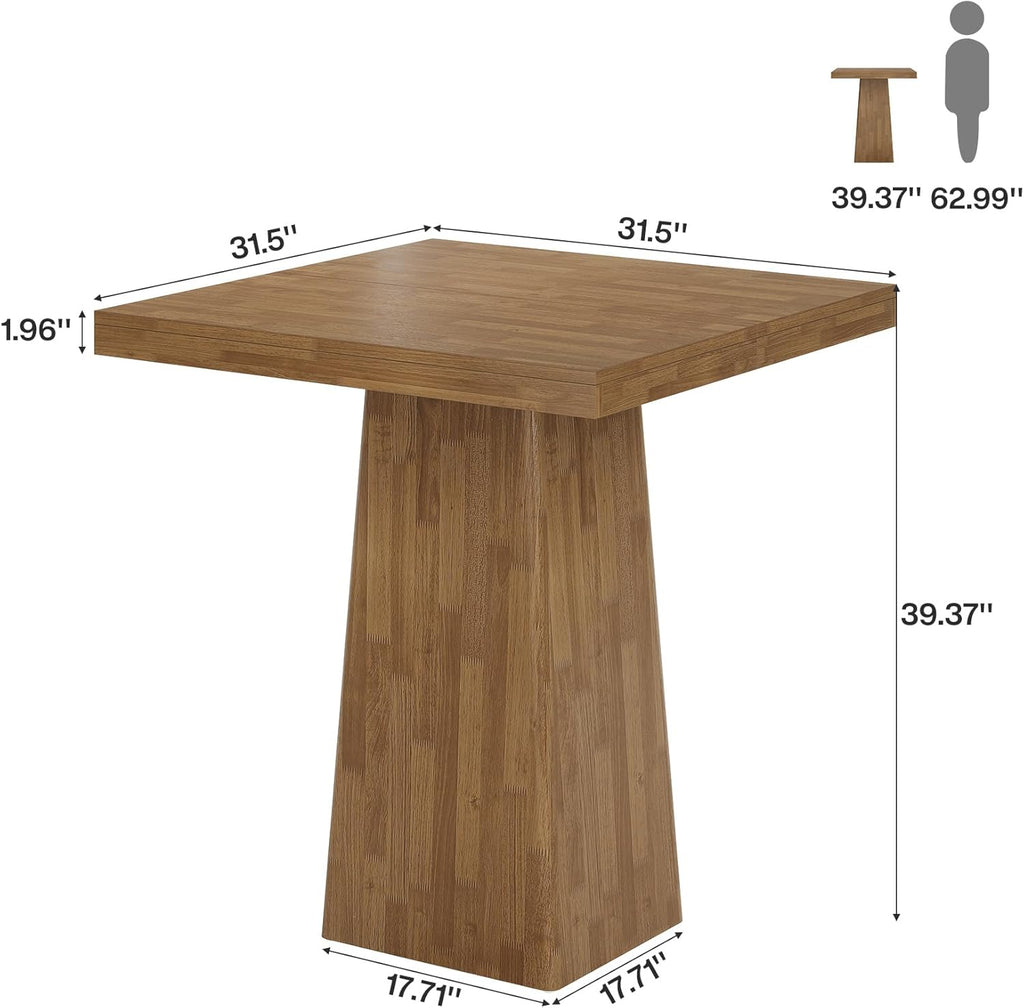 Tribesigns 39.4" H Square Bar Table, Industrial High Top Pub Cocktail Table, Wooden Home Bar Unit for Bistro, Kitchen, Dining Room, Coffee, Small Space (Table Only)