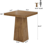 Tribesigns 39.4" H Square Bar Table, Industrial High Top Pub Cocktail Table, Wooden Home Bar Unit for Bistro, Kitchen, Dining Room, Coffee, Small Space (Table Only)