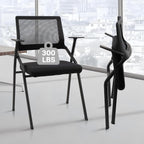 CLATINA Stackable & Foldable Office Chairs with Ergonomic Lumbar Support and Thickened Seat Cushion, Folding Mesh Fabric Reception Guest Chair for School Church Lobby Conference Room, Black (2pk)
