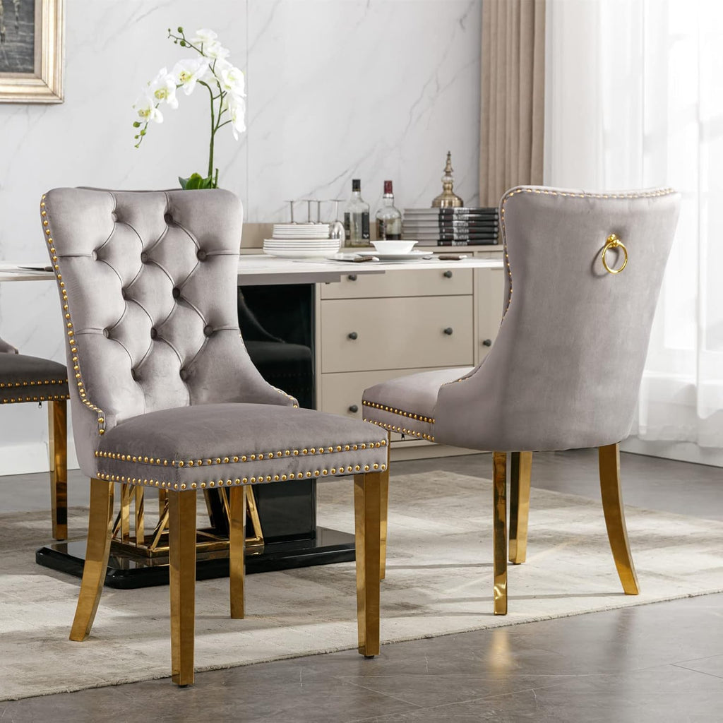 Modern Marble Dining Table Set for 6, White Dining Set with 68" Faux Marble Dining Table and 6 Gray Upholstered Velvet Dining Chairs, 7 Piece Dining Table and Chairs Set for Kitchen