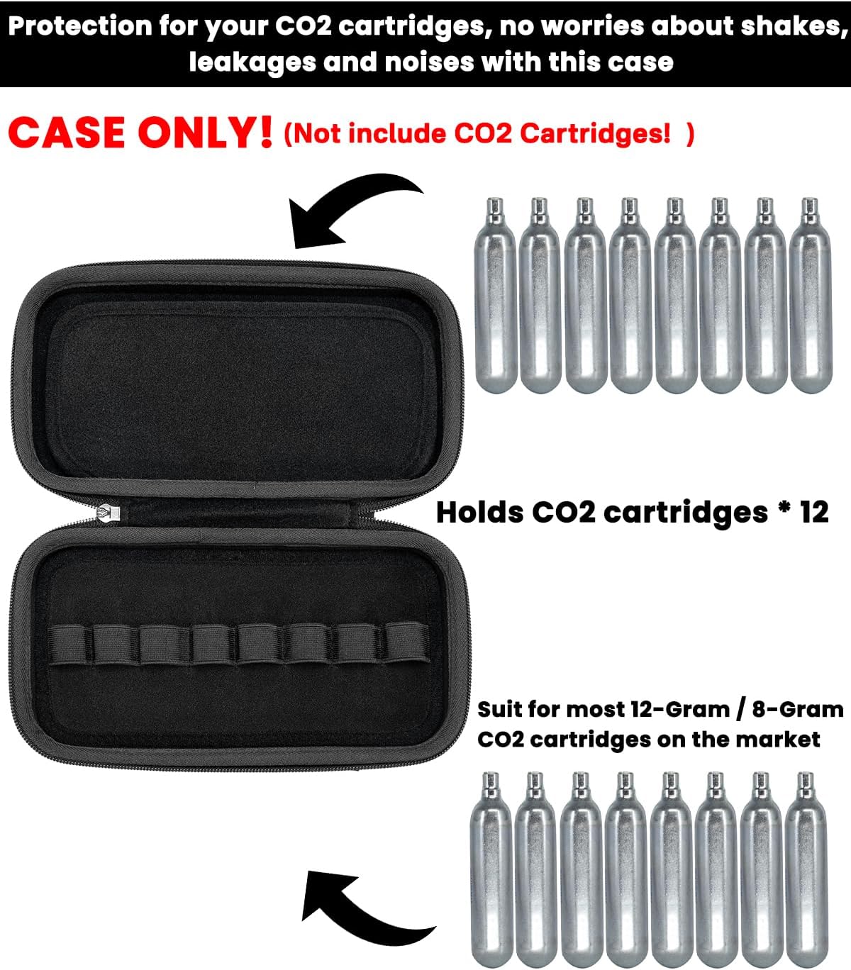 RAIACE CO2 Cartridges Storage Case Compatible with Crosman 丨Umarexss丨Leland 12-Gram 8-Gram Powerlet Cartridges. (for Sale is case only, CO2 Cartridges are not Included.)