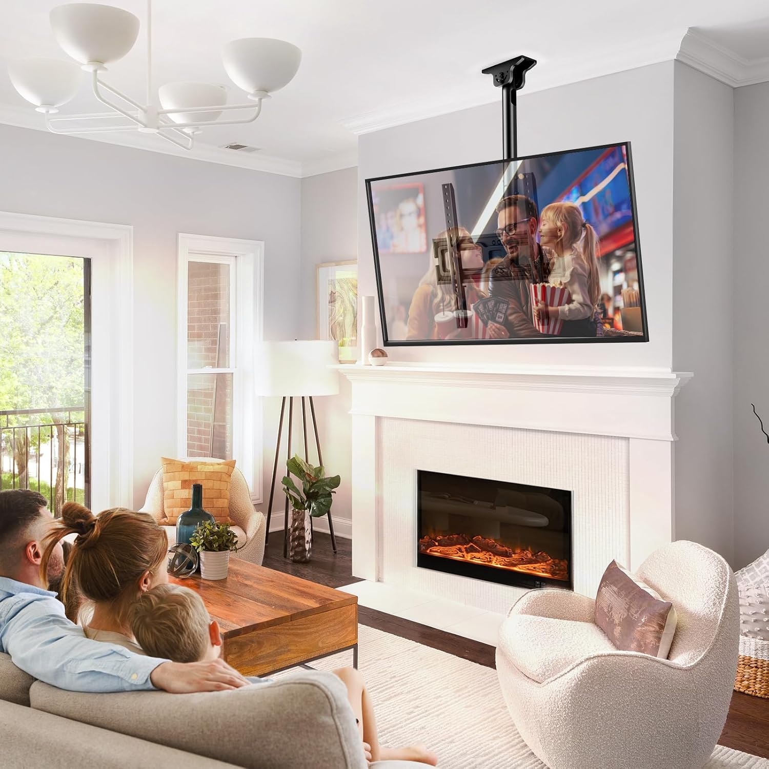 PERLESMITH Ceiling TV Mount for 26-65 inch Flat Screen Displays, Max VESA 400x400mm, Hanging Adjustable Ceiling TV Bracket Fits Most LCD LED OLED 4K TVs, Pole Ceiling Mount Holds up to 110lbs, PSCM2