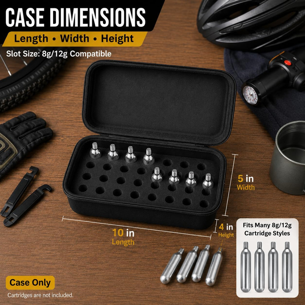 ALKOO CO2 N2O Cartridge Organizer Case Only, 40-Slot Holder for 8g/12g Refills, Fits for Crosman for Umarex for Daisy for Leland Style Cartridges, Hard Storage Box for Bike Inflators (40-Slot)
