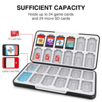 HEIYING Switch Game Card Case for Switch 2 & OLED & Lite,Portable Black Memory Storage Holder with 24 Game Card Slots and 24 Micro SD Cards Slots for Easy carrying