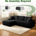 109.4” Modular Sectional Sofa, Convertible Sofa Bed, No Assembly Required Cloud Couch with Deep Seat, Modern L-Shaped Boneless Sofa for Living Room (Black)