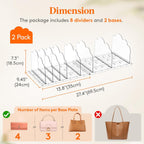 Lifewit Purse Organizer for Closet, Clear Handbags Storage Organizer, Adjustable Clutch Purse Storage Organizer Holder for Closet, 2 Pack Bookshelf Dividers for Sweater in Bedroom 35 x 24 cm/14 × 9.5"