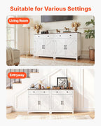 VEVOR Buffet Cabinet, Farmhouse Sideboard Cabinet with Drawer, 30" Coffee Bar Cabinet with Adjustable Shelves & 2 Barn Door, Sideboard Buffet Station for Living Room, Entryway, Kitchen, White