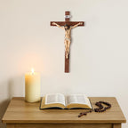 TALPGOD Crucifix Wall Cross 10 Inch,Jesus Cross Home Décor,Jesus Statue Catholic Hanging Cross for Wall Art,Religious Wall Crucifix Decor,Crucifijos Catolicos
