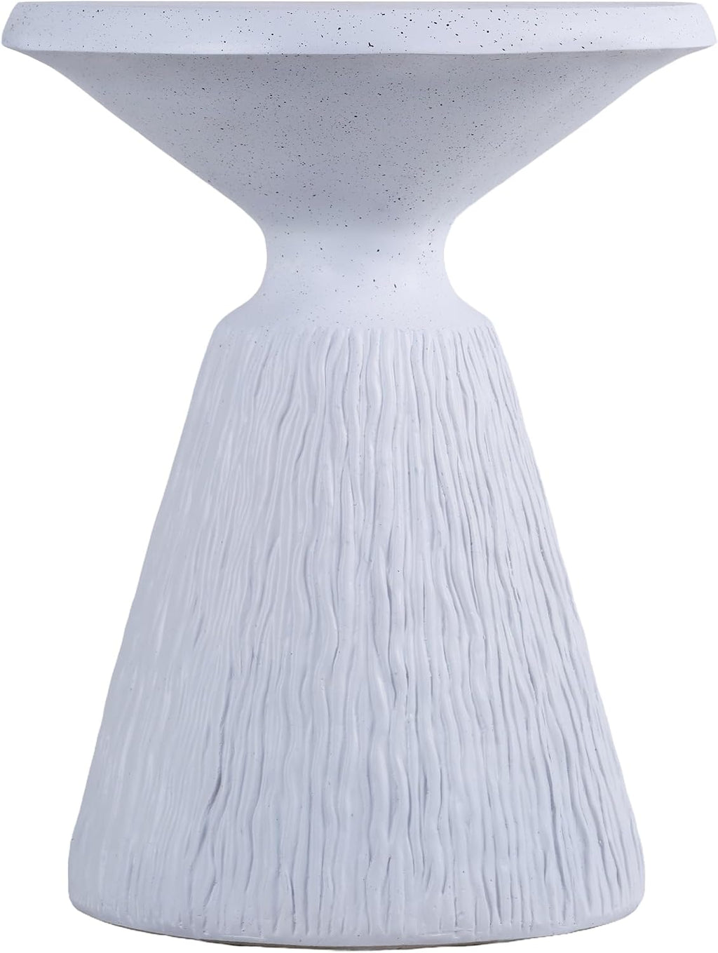 IRONORA Textured Concrete Accent Side Table, Hourglass Shaped Round Outdoor End Table, Weather Resistant Speckled Stone Pedestal Side Table for Patio Garden Living Room Bedroom Entryway, Nightstand