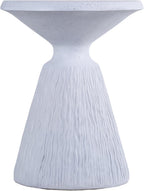 IRONORA Textured Concrete Accent Side Table, Hourglass Shaped Round Outdoor End Table, Weather Resistant Speckled Stone Pedestal Side Table for Patio Garden Living Room Bedroom Entryway, Nightstand