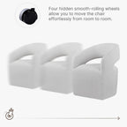 KISLOT Upholstered Dining Chairs with Casters, No Assembly Modern Barrel Armchair with Rollers for Dining Room, Bedroom, Living Room, Reading Room, Home Office, Set of 2, Light Grey