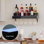 Dethan 2 Tier 32 Inch LED Lighted Liquor Bottle Display Shelf - Wall-Mounted Wine Rack with Multi-Color App & Remote Control, Adjustable Brightness & Sound Modes, Acrylic Bar Shelf for Commercial Club