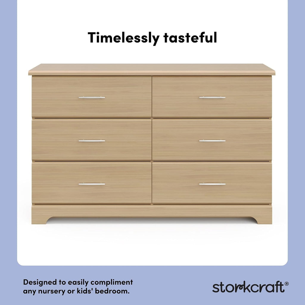 Storkcraft Brookside 6 Drawer Dresser, Driftwood | GREENGUARD Gold Certified, Wood Dresser for Bedroom, Kids & Nursery Storage Chest, Safety Interlocking Drawers, Kids Bedroom