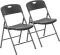 DUMOS 2 Pack Black Folding Chairs, Plastic Portable Stackable Dining Chairs with Metal Frame, for Indoor Outdoor, for Home and Office, Conference, Party, Event, Wedding, Birthday, Black
