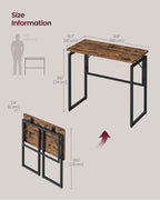VASAGLE Folding Desk, Foldable Computer Desk, One-Piece Desktop, Rounded Edges, Small Folding Craft Table for Bedroom, Balcony, Camping, Easy Assembly, 31.5 x 15.7 Inches, Rustic Brown ULWD151KD01