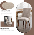 Mid Century Modern Dining Chairs Set of 8, Beige Linen Upholstered Kitchen & Dining Room Chairs Set of 8, Kitchen Chairs with Wood Legs, Sillas de Comedor (Beige, 8 Pcs)